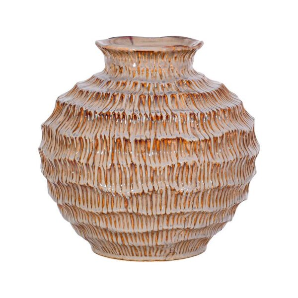 ΚΕΡΑΜΙΚΟ ΒΑΖΟ Fylliana FL30016 ΓΚΡΙ-ΚΑΦΕ ΧΡΩΜΑ 25x24εκ