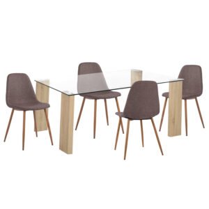 ΣΕΤ ΤΡΑΠΕΖΑΡΙΑΣ 5ΤΜΧ LEOMOR HM21270.02 ΤΡΑΠΕΖΙ & 4 ΚΑΡΕΚΛΕΣ - ΚΑΦΕ ΥΦΑΣΜΑ