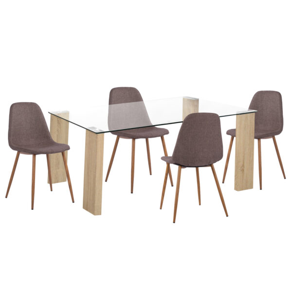 ΣΕΤ ΤΡΑΠΕΖΑΡΙΑΣ 5ΤΜΧ LEOMOR HM21270.02 ΤΡΑΠΕΖΙ & 4 ΚΑΡΕΚΛΕΣ - ΚΑΦΕ ΥΦΑΣΜΑ