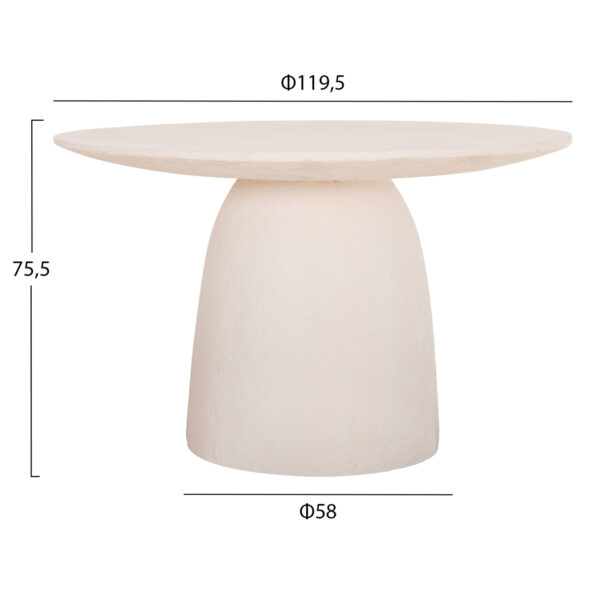 ΤΡΑΠΕΖΙ ΤΡΑΠΕΖΑΡΙΑΣ ΣΤΡΟΓΓΥΛΟ SEPPO HM18154.02 FIBER CEMENT ΛΕΥΚΟ--Φ119,5x75,5Υεκ.