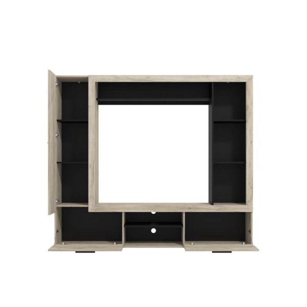 ΚΕΝΤΡΟ ΨΥΧΑΓΩΓΙΑΣ-ΣΥΝΘΕΣΗ LORCA GREY OAK / ΜΑΥΡΟ 195x35x171εκ