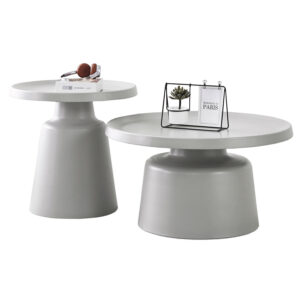 ΣΕΤ 2 ΤΡΑΠΕΖΙΑ ΣΑΛΟΝΙΟΥ RINKON2 HM18304.03 ΜΕΤΑΛΛΟ ΣΕ ΓΚΡΙ Φ50εκ & Φ70εκ