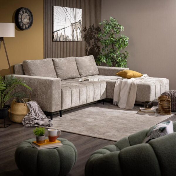 ΓΩΝΙΑΚΟΣ ΚΑΝΑΠΕΣ ΚΡΕΒΑΤΙ BOGOTA ΔΕΞΙΑ ΓΩΝΙΑ ΜΠΕΖ ΧΡΩΜΑ 245x184x80εκ