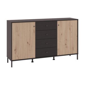 ΚΟΜΟΤΑ-ΜΠΟΥΦΕΣ CORREZE 3K4F ΜΑΥΡΟ OAK-ARTISAN OAK 157x40x93εκ