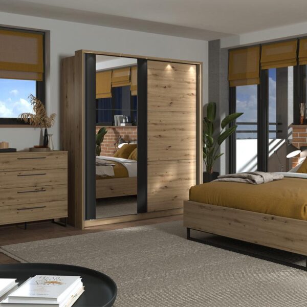 ΝΤΟΥΛΑΠΑ SARDINIA 180 OG ARTISAN OAK / ΜΑΥΡΟ 179x62.5x210εκ