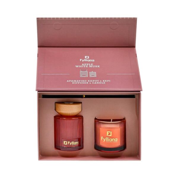 ΑΡΩΜΑΤΙΚΟ ΣΕΤ ΔΩΡΟΥ "Apple white musk " Fylliana FL25161 (Διαχύτης 150ml + Κερί 150g)
