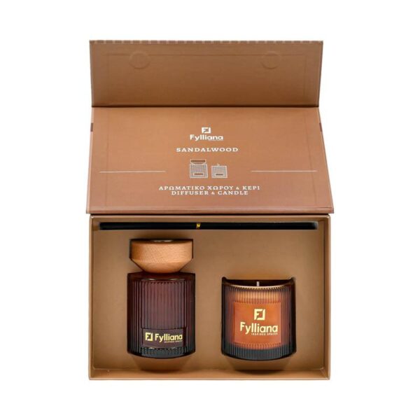 ΑΡΩΜΑΤΙΚΟ ΣΕΤ ΔΩΡΟΥ "Sandalwood" Fylliana FL25161 (Διαχύτης 150ml + Κερί 150g)