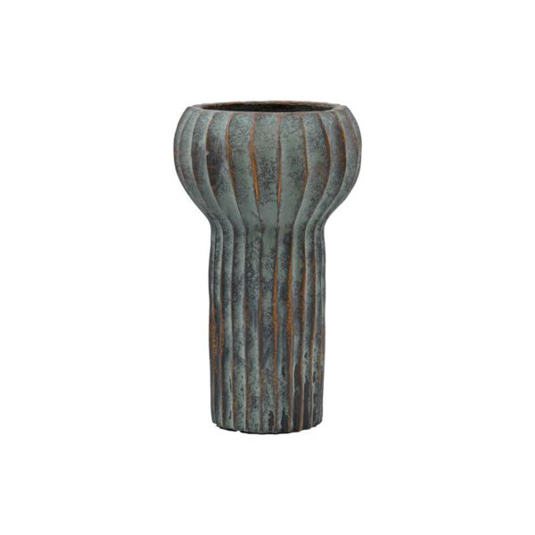 ΔΙΑΚΟΣΜΗΤΙΚΟ ΒΑΖΟ ΤΣΙΜΕΝΤΕΝΙΟ Fylliana FL15773 ΑΝΘΡΑΚΙ-ΠΡΑΣΙΝΟ ΜΕ ΜΠΡΟΝΖΕ ΛΕΠΤΟΜΕΡΕΙΕΣ ΧΡΩΜΑ 17x28εκ