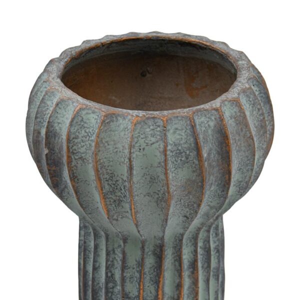 ΔΙΑΚΟΣΜΗΤΙΚΟ ΒΑΖΟ ΤΣΙΜΕΝΤΕΝΙΟ Fylliana FL15773 ΑΝΘΡΑΚΙ-ΠΡΑΣΙΝΟ ΜΕ ΜΠΡΟΝΖΕ ΛΕΠΤΟΜΕΡΕΙΕΣ ΧΡΩΜΑ 17x28εκ