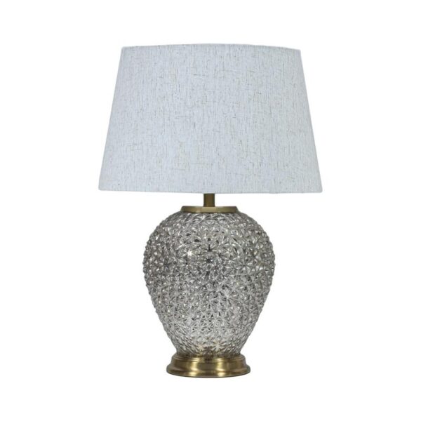 ΕΠΙΤΡΑΠΕΖΙΑ ΛΑΜΠΑ Fylliana FL25195 ΜΕΤΑΛΛΟ-ΓΥΑΛΙ ΧΡΥΣΟ-ΕΚΡΟΥ/ΜΠΕΖ ΧΡΩΜΑ Ε27 38x55εκ