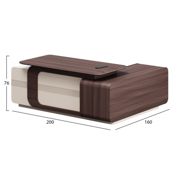 ΓΡΑΦΕΙΟ ΑΡΙΣΤΕΡΗ ΓΩΝΙΑ ΣΕΙΡΑ PRESIDENT HM2147L ΜΕΛΑΜΙΝΗ ΣΕ ΚΑΡΥΔΙ-ΜΠΕΖ 200x160x76Υεκ