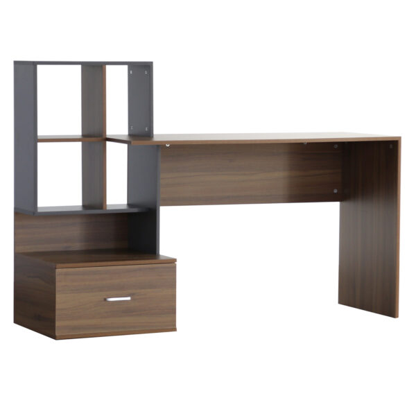 ΓΡΑΦΕΙΟ ΜΕΛΑΜΙΝΗΣ ΜΕ ΒΙΒΛΙΟΘΗΚΗ SYNDYA HM8993.01 ΚΑΡΥΔΙ -ΓΚΡΙ 149x48x105Y εκ.