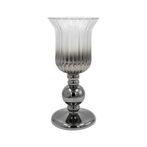 ΓΥΑΛΙΝΟ ΒΑΖΟ Fylliana FL1320 ΑΣΗΜΙ ΧΡΩΜΑ 16x35εκ