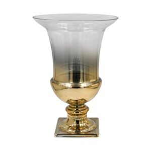 ΓΥΑΛΙΝΟ ΒΑΖΟ Fylliana FL1633 ΧΡΥΣΟ-ΑΣΗΜΙ ΧΡΩΜΑ 20x27εκ