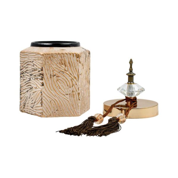 ΚΕΡΑΜΙΚΟ ΒΑΖΟ ΜΕ ΚΑΠΑΚΙ Fylliana FL2409 ΜΠΕΖ-ΧΡΥΣΟ 14x28εκ