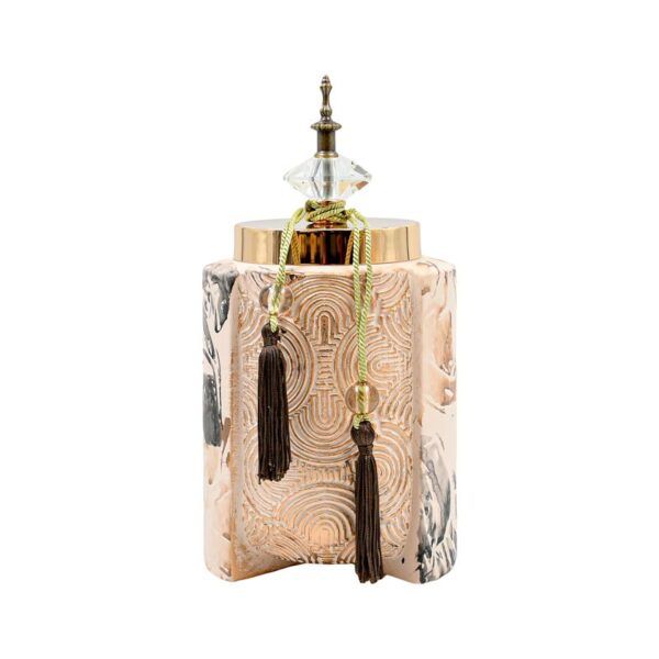 ΚΕΡΑΜΙΚΟ ΒΑΖΟ ΜΕ ΚΑΠΑΚΙ Fylliana FL2409 ΜΠΕΖ-ΧΡΥΣΟ 14x28εκ