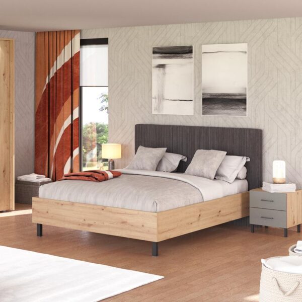 ΚΡΕΒΑΤΙ NUBIA 160 ARTISAN-ΓΚΡΙ ΥΦΑΣΜΑ 177x213x110εκ e.d.s