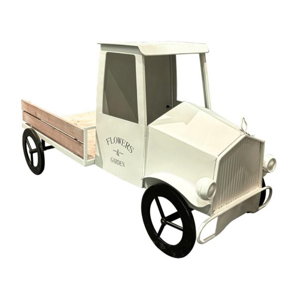 ΜΕΤΑΛΛΙΚΟ ΔΙΑΚΟΣΜΗΤΙΚΟ RETRO ΦΟΡΤΗΓΟ ΜΕ ΚΑΡΟΤΣΑ Fylliana Truck ΜΠΕΖ ΧΡΩΜΑ 101x56x63εκ