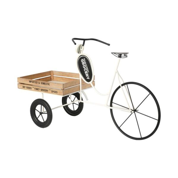 ΜΕΤΑΛΛΙΚΟ ΔΙΑΚΟΣΜΗΤΙΚΟ RETRO ΤΡΙΚΥΚΛΟ ΜΕ ΚΑΡΟΤΣΑ Fylliana Grocery ΛΕΥΚΟ-ΜΑΥΡΟ ΧΡΩΜΑ 151x56x89εκ