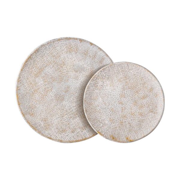 ΣΕΤ 2 ΜΕΤΑΛΛΙΚΟΙ ΔΙΣΚΟΙ Fylliana FL0220 ΑΝΤΙΚΕ ΑΣΗΜΙ ΧΡΩΜΑ 40x40x2εκ & 30x30x2εκ