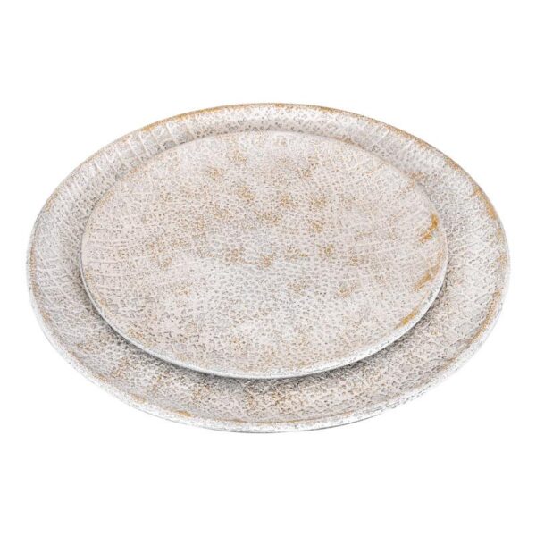 ΣΕΤ 2 ΜΕΤΑΛΛΙΚΟΙ ΔΙΣΚΟΙ Fylliana FL0220 ΑΝΤΙΚΕ ΑΣΗΜΙ ΧΡΩΜΑ 40x40x2εκ & 30x30x2εκ