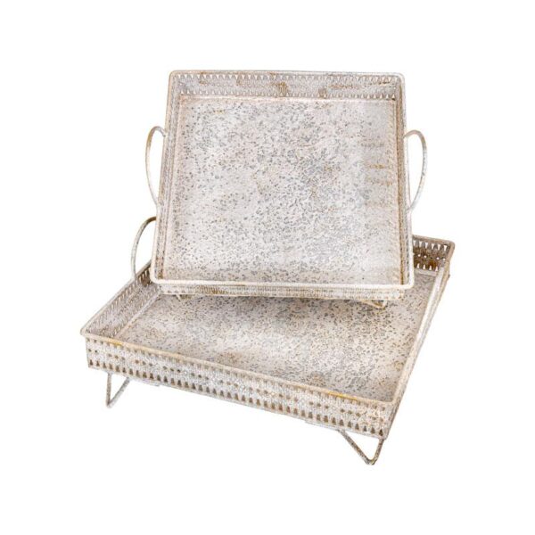 ΣΕΤ 2 ΜΕΤΑΛΛΙΚΩΝ ΔΙΑΚΟΣΜΗΤΙΚΩΝ ΔΙΣΚΩΝ Fylliana FL0267 ΑΝΤΙΚΕ ΑΣΗΜΙ ΧΡΩΜΑ 34x34x11εκ & 29x29x11εκ