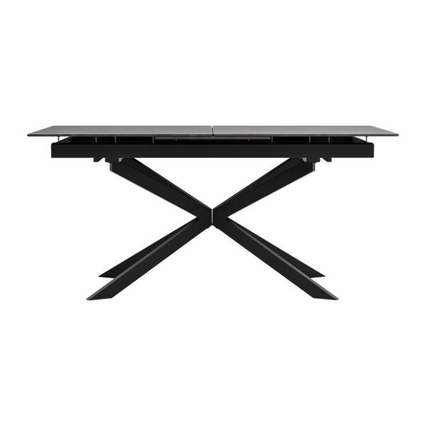 ΤΡΑΠΕΖΙ ΤΡΑΠΕΖΑΡΙΑΣ ΑΝΟΙΓΟΜΕΝΟ Fylliana FL017 ΜΕ ΓΚΡΙ ΚΕΡΑΜΙΚΗ ΕΠΙΦΑΝΕΙΑ ΚΑΙ ΜΑΥΡΑ ΜΕΤΑΛΛΙΚΑ ΠΟΔΙΑ 160(+50)x90x76εκ