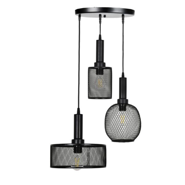 ΤΡΙΦΩΤΟ ΜΕΤΑΛΛΙΚΟ ΦΩΤΙΣΤΙΚΟ ΟΡΟΦΗΣ Fylliana ΜΕ ΚΑΠΕΛΟ ΠΛΕΓΜΑ ΜΑΥΡΟ ΧΡΩΜΑ Ε27