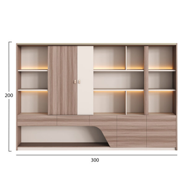 bibliothiki-fb92141-melamini-mpez-fysiko-1.jpg ΒΙΒΛΙΟΘΗΚΗ ΣΕΙΡΑ SUPERON HM2141 ΜΕΛΑΜΙΝΗ ΜΠΕΖ & ΦΥΣΙΚΟ--LED ΦΩΤΙΣΜΟΣ 300x40x200Υεκ