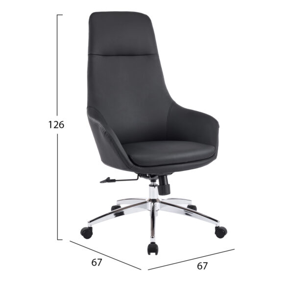 ΚΑΡΕΚΛΑ ΓΡΑΦΕΙΟΥ BEKKER HM18359.01 ΜΑΥΡΟ PU ΔΕΡΜΑ--ΒΑΣΗ ΧΡΩΜΙΟΥ 67x67x126Υεκ