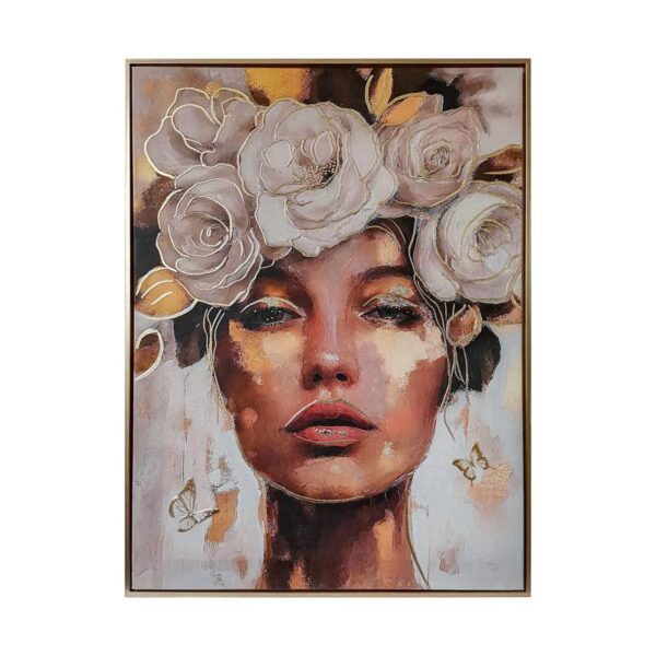 ΠΙΝΑΚΑΣ ΣΕ ΚΑΜΒΑ ΜΕ ΠΛΑΣΤΙΚΟ ΠΛΑΙΣΙΟ Fylliana FL7499 ΚΑΦΕ-ΜΠΕΖ-ΧΡΥΣΟ 60x80εκ