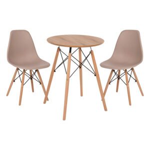 ΣΕΤ ΤΡΑΠΕΖΑΡΙΑΣ 3ΤΜΧ TWIST HM21370 ΣΤΡΟΓΓΥΛΟ ΤΡΑΠΕΖΙ Φ60 & 2 ΚΑΡΕΚΛΕΣ ΣΕ ΚΑΠΟΥΤΣΙΝΟ