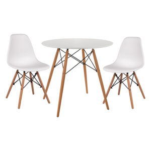 ΣΕΤ ΤΡΑΠΕΖΑΡΙΑΣ 3ΤΜΧ TWIST HM21372 ΣΤΡΟΓΓΥΛΟ ΤΡΑΠΕΖΙ Φ80 & 2 ΚΑΡΕΚΛΕΣ ΣΕ ΛΕΥΚΟ