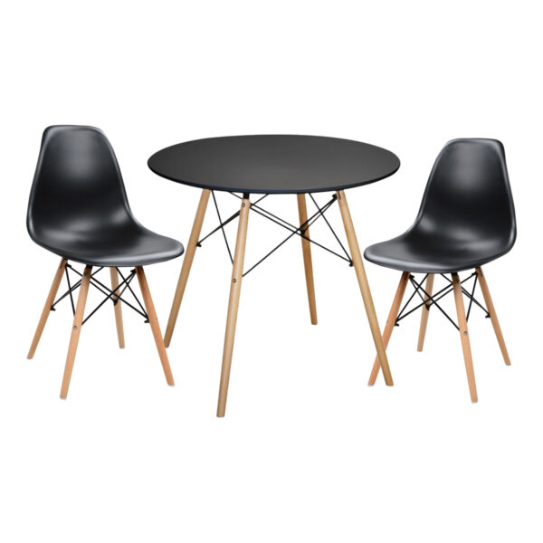 ΣΕΤ ΤΡΑΠΕΖΑΡΙΑΣ 3ΤΜΧ TWIST HM21373 ΣΤΡΟΓΓΥΛΟ ΤΡΑΠΕΖΙ Φ80 & 2 ΚΑΡΕΚΛΕΣ ΣΕ ΜΑΥΡΟ