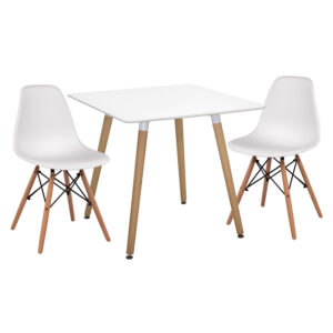 ΣΕΤ ΤΡΑΠΕΖΑΡΙΑΣ 3ΤΜΧ TWIST HM21377 ΤΕΤΡΑΓΩΝΟ ΤΡΑΠΕΖΙ ΛΕΥΚΟ--2 ΚΑΡΕΚΛΕΣ ΛΕΥΚΕΣ