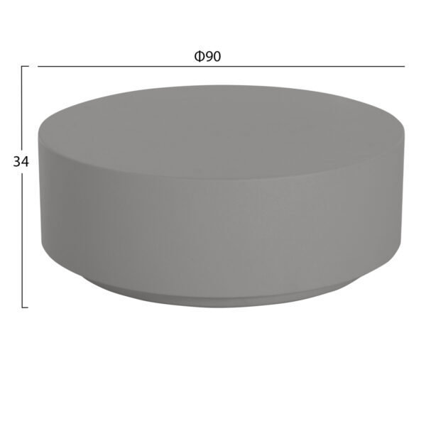 ΤΡΑΠΕΖΙ ΜΕΣΗΣ ΣΤΡΟΓΓΥΛΟ KYOKO HM6579.01 ΓΚΡΙ FIBER CEMENT Φ90x34Υεκ.