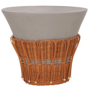 ΤΡΑΠΕΖΙ ΣΑΛΟΝΙΟΥ PERRAL HM18164.03L FIBER CEMENT ΓΚΡΙ-ΦΥΣΙΚΟ RATTAN--Φ55x45Υεκ