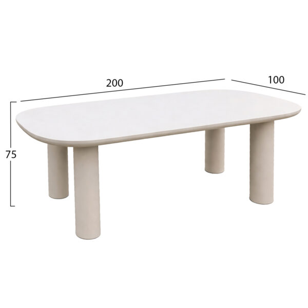 ΤΡΑΠΕΖΙ ΤΡΑΠΕΖΑΡΙΑΣ KIORA HM6597.02 ΜΠΕΖ FIBER CEMENT 200x100x75Υεκ