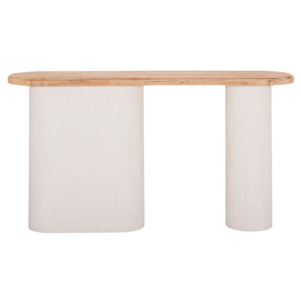 ΚΟΝΣΟΛΑ ΣΕΙΡΑ SANTORINI HM18338 ΤΟΠ ΞΥΛΟ ΕΛΑΤΟΥ-ΒΑΣΗ ΥΠΟΛΕΥΚΟ MDF 150x35x82Υεκ.