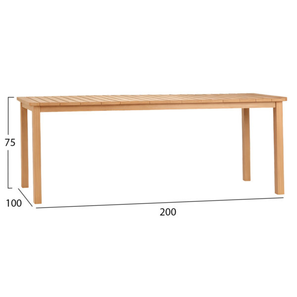 ΤΡΑΠΕΖΙ ΟΡΘΟΓΩΝΙΟ FINTO HM6616 ΞΥΛΟ TEAK--ΦΥΣΙΚΟ 200x100x75Υεκ.