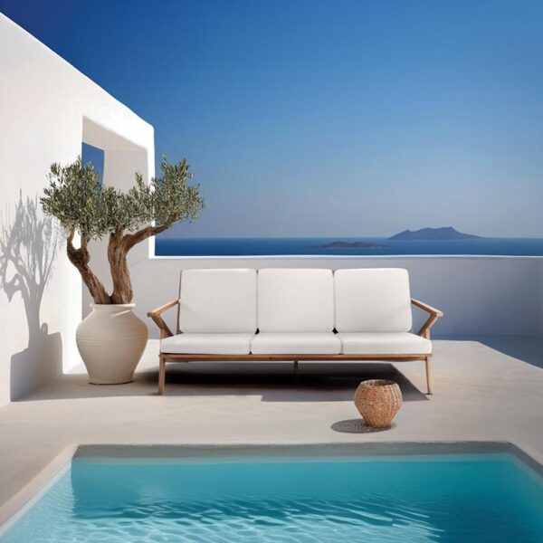 ΤΡΙΘΕΣΙΟΣ ΚΑΝΑΠΕΣ ΚΗΠΟΥ ΜΕ ΜΑΞΙΛΑΡΙΑ Fylliana Dahlia ΜΑΣΙΦ ΞΥΛΟ ΤΕΑΚ ΦΥΣΙΚΟ ΧΡΩΜΑ ΜΕ ΚΡΕΜ ΜΑΞΙΛΑΡΙΑ 190x76x82εκ