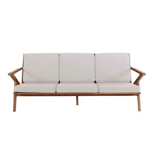 ΤΡΙΘΕΣΙΟΣ ΚΑΝΑΠΕΣ ΚΗΠΟΥ ΜΕ ΜΑΞΙΛΑΡΙΑ Fylliana Dahlia ΜΑΣΙΦ ΞΥΛΟ ΤΕΑΚ ΦΥΣΙΚΟ ΧΡΩΜΑ ΜΕ ΚΡΕΜ ΜΑΞΙΛΑΡΙΑ 190x76x82εκ