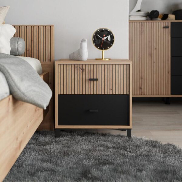 ΚΟΜΟΔΙΝΟ AVIGNON ΝΟ2F ARTISAN OAK-ΜΑΥΡΟ ΧΡΩΜΑ 48x40x52εκ