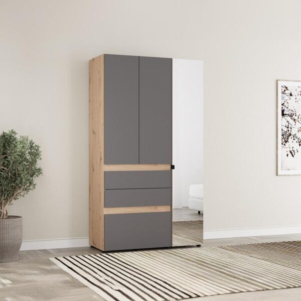 ΝΤΟΥΛΑΠΑ ARDERIN 3K3F1O h207 ARTISAN OAK-ΓΚΡΙ ΓΡΑΦΙΤΗΣ 117x52x208εκ