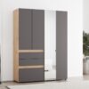 ΝΤΟΥΛΑΠΑ ARDERIN 4K3F1O h207 ARTISAN OAK-ΓΚΡΙ ΓΡΑΦΙΤΗΣ 155x52x208εκ