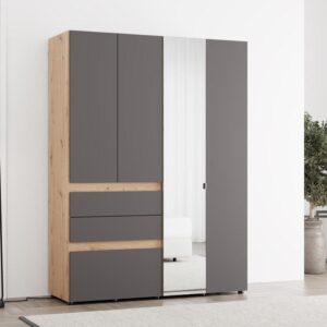 ΝΤΟΥΛΑΠΑ ARDERIN 4K3F1O h207 ARTISAN OAK-ΓΚΡΙ ΓΡΑΦΙΤΗΣ 155x52x208εκ