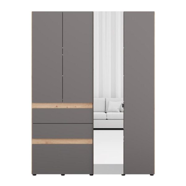 ΝΤΟΥΛΑΠΑ ARDERIN 4K3F1O h207 ARTISAN OAK-ΓΚΡΙ ΓΡΑΦΙΤΗΣ 155x52x208εκ