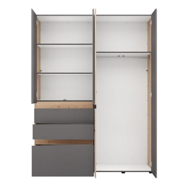 ΝΤΟΥΛΑΠΑ ARDERIN 4K3F1O h207 ARTISAN OAK-ΓΚΡΙ ΓΡΑΦΙΤΗΣ 155x52x208εκ