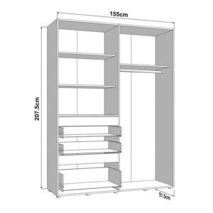 ΝΤΟΥΛΑΠΑ ARDERIN 4K3F1O h207 ARTISAN OAK-ΛΕΥΚΟ 155x52x208εκ