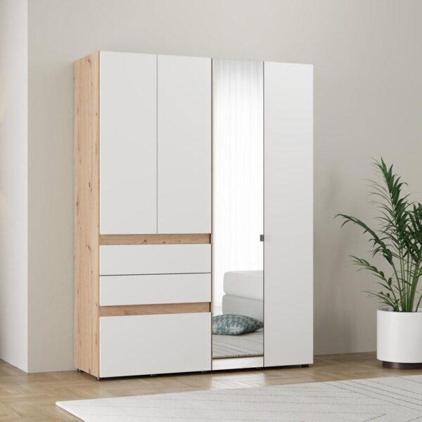 ΝΤΟΥΛΑΠΑ ARDERIN 4K3F1O h207 ARTISAN OAK-ΛΕΥΚΟ 155x52x208εκ